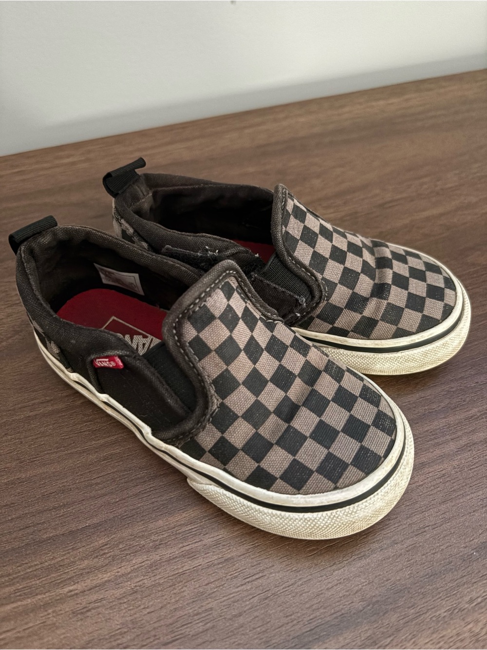 Vans Kids Checkerboard Slip-On Sneakers - Black/Brown